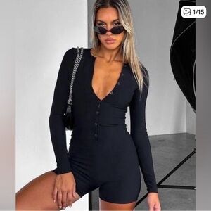 White Fox Boutique Black Long Sleeve Romper